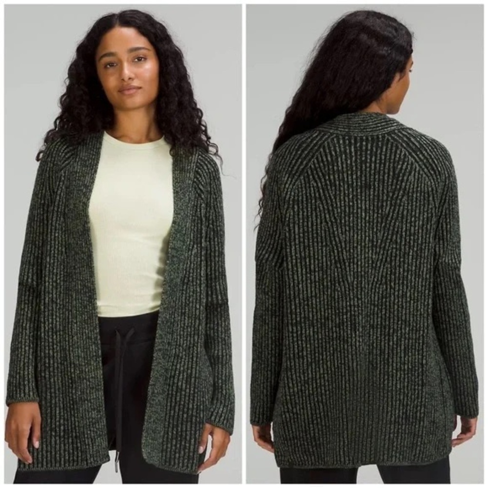 Women's Green Open-Front Sweater Size 12